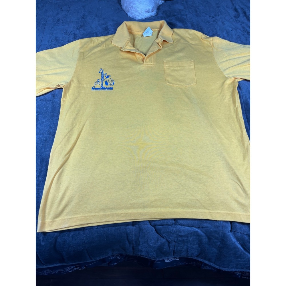 Vintage Hartwell Sports Sacramento Zoo Docent Polo Shirt Yellow Mens 3XL USA